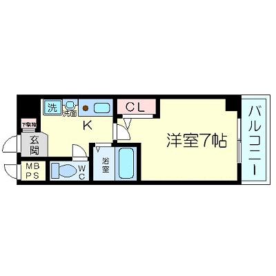 エスリード南森町駅前(1K/4階)の間取り写真