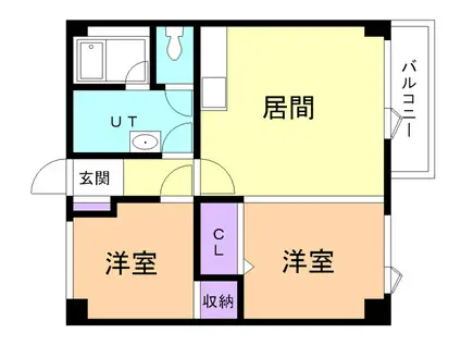 コーポハーバー(2DK/3階)の間取り写真