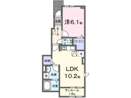 阿武隈急行 福島学院前駅 徒歩18分 2階建 築2年(1LDK/1階)の間取り写真