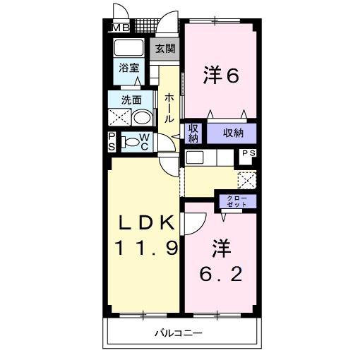 マウントリヴァ2001(2LDK/3階)の間取り写真
