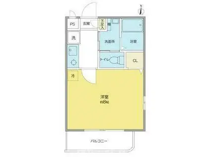 マーブルワン(1K/1階)の間取り写真