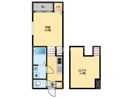 MODERN PALAZZO多良見IC(1SK/2階)の間取り写真