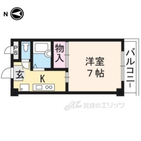 セントポーリア丸太町(1K/3階)の間取り写真