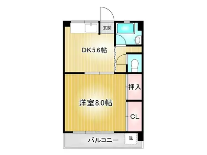 ニューコーポ松葉(1DK/3階)の間取り写真
