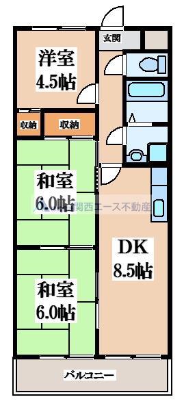 パストラル横小路(3DK/2階)の間取り写真