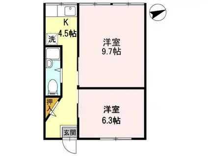 COMFORT 恵(2K/1階)の間取り写真