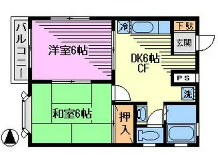 エスペランサ(2DK/2階)の間取り写真