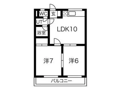 ニュー大寛ハイツ(2LDK/3階)の間取り写真