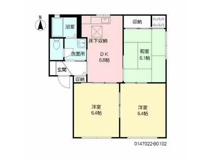 ル・ソレイユ B棟(3DK/1階)の間取り写真