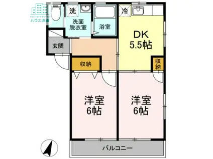 グレイス愛野 B(2DK/2階)の間取り写真