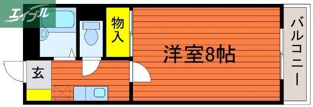 ミラドール今II(1K/1階)の間取り写真