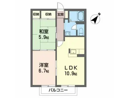 エターナルタウンC(2LDK/1階)の間取り写真