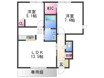 MASTCOURT秋葉(2LDK/1階)の間取り写真