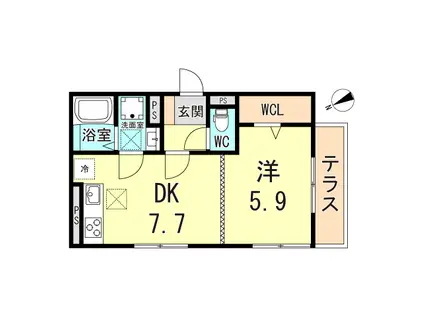 エスターテ西明石(1DK/2階)の間取り写真