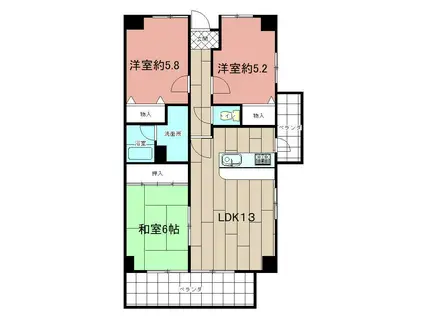 ヴィラ森田(3LDK/3階)の間取り写真