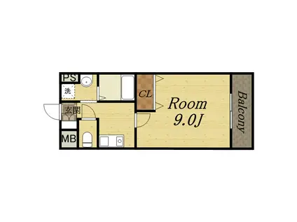 メルヴェイユドミール(1K/3階)の間取り写真