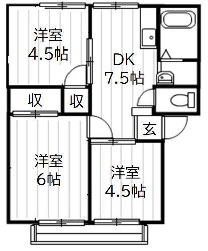 メゾン有明 A(3DK/2階)の間取り写真