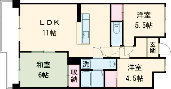 シティガーデン広畑(3LDK/6階)の間取り写真
