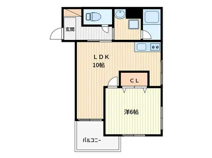 メゾンあさよし(1LDK/2階)の間取り写真