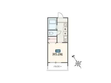 MELLAS新座II(1K/3階)の間取り写真