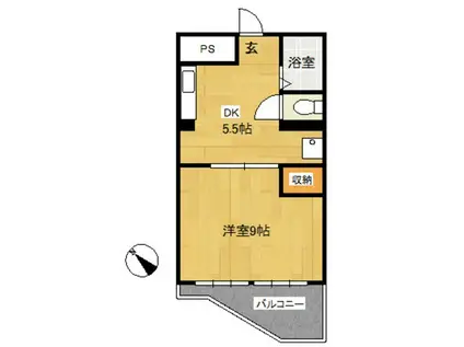 ガーデンヒルズ(1DK/1階)の間取り写真