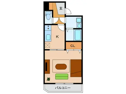 鴨江レジデンス(1DK/2階)の間取り写真