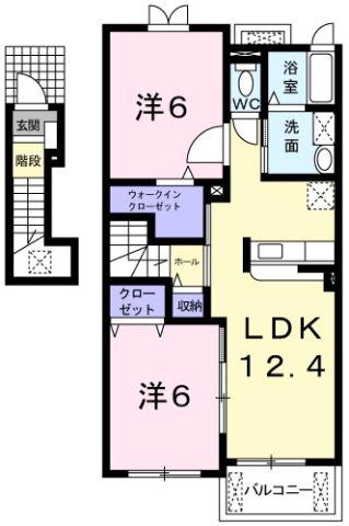 リブ・グリーン(2LDK/2階)の間取り写真