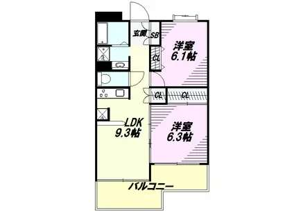 PLENDYーHILLS高幡不動(2LDK/2階)の間取り写真