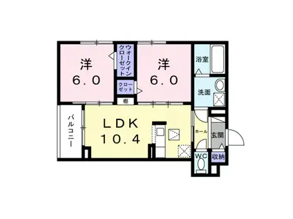 シェール(2LDK/1階)の間取り写真