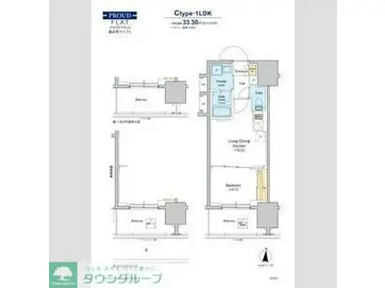 プラウドフラット錦糸町ウエスト(1LDK/13階)の間取り写真