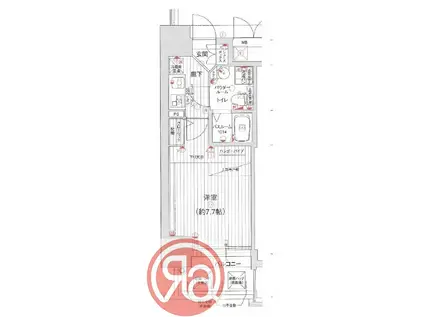 ラシュレエグゼ難波南(1K/3階)の間取り写真