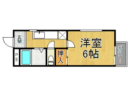 シャトー瑞穂(1K/1階)の間取り写真