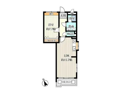 TF215雪見(1LDK/1階)の間取り写真