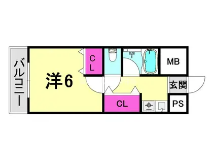 ヴィヴァン西宮(1K/3階)の間取り写真