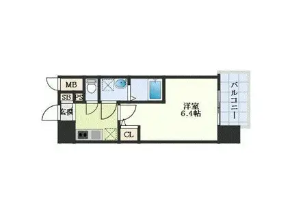 エスリード ザ・イーストレジデンス大阪城(1K/13階)の間取り写真