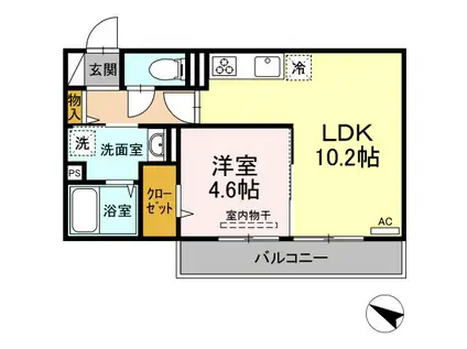 D-ROOM内山II(1LDK/1階)の間取り写真