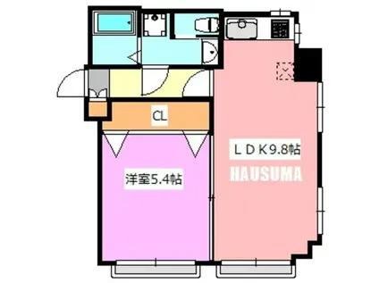 シャルマン西尾久(1LDK/4階)の間取り写真