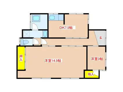 伊佐市大口原田(2DK/1階)の間取り写真