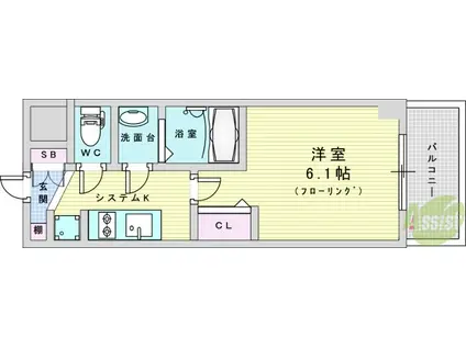 プレサンス東三国駅前グランクラス(1K/4階)の間取り写真