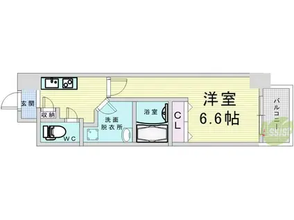 プレジオ東天満(1K/9階)の間取り写真