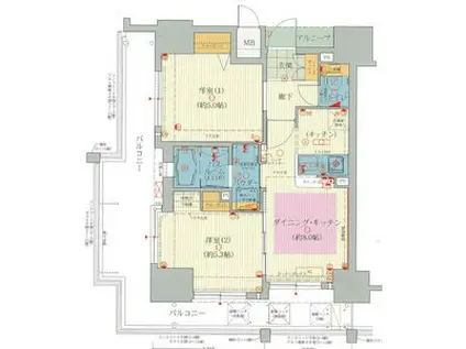 エステムプラザ難波ウエストリバークロス(2DK/3階)の間取り写真