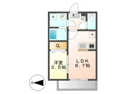 MIA CASA十一番町(1LDK/2階)の間取り写真