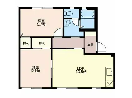 フォーレスこみどA棟(2LDK/2階)の間取り写真