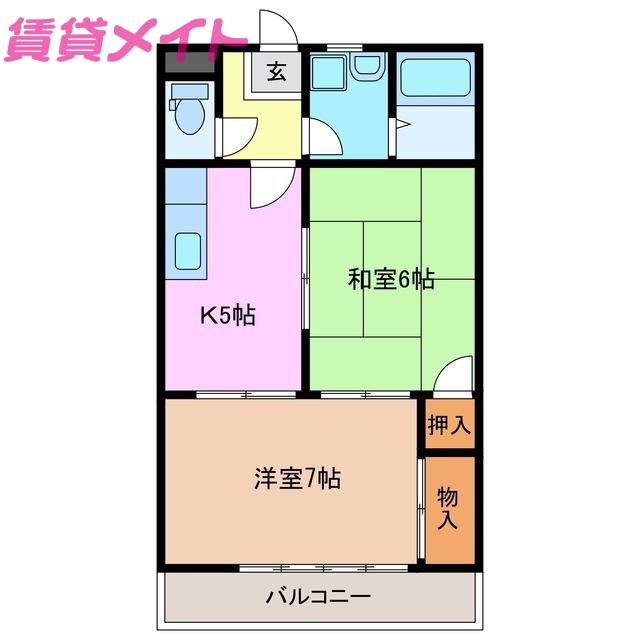 クランプガーデンS(2K/2階)の間取り写真
