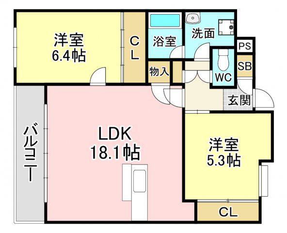 グランフォーレ(2LDK/2階)の間取り写真