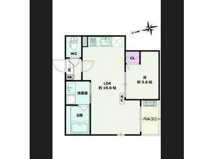 JACK SHIBA I(1LDK/3階)の間取り写真