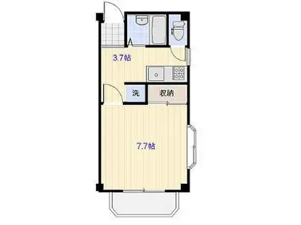 ジュネスSATO 21(1K/3階)の間取り写真