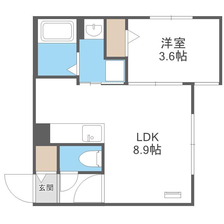 ANDーHONDORI(1LDK/1階)の間取り写真