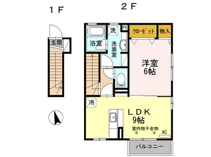 シャムロック V(1LDK/2階)の間取り写真