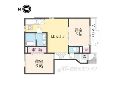 ウッズⅣ(2LDK/1階)の間取り写真